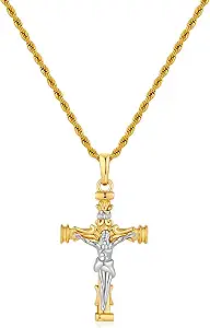 Cross Necklace for Men, Stainless Steel Christian Cross Pendant Necklaces for Men, Silver Chain Necklace for Men, Fade-Resistant, Stylish Jewelry Gift for Him