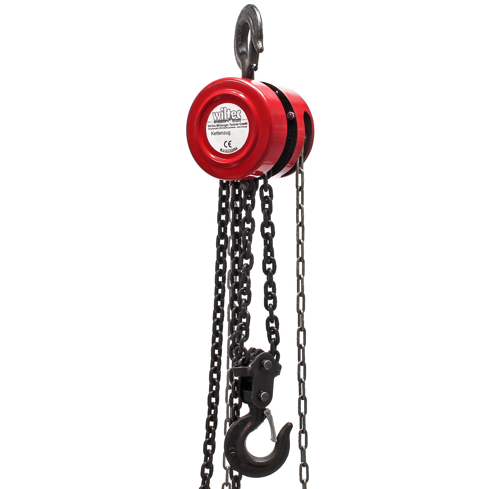 Wiltec Palan à chaîne 5 t – 200 x 200 x 160 mm – Longueur de chaîne 3 m – en Acier – Levage simple de charges – Poulie a chaine pour Agriculture Sylviculture Industrie Paysagisme Atelier