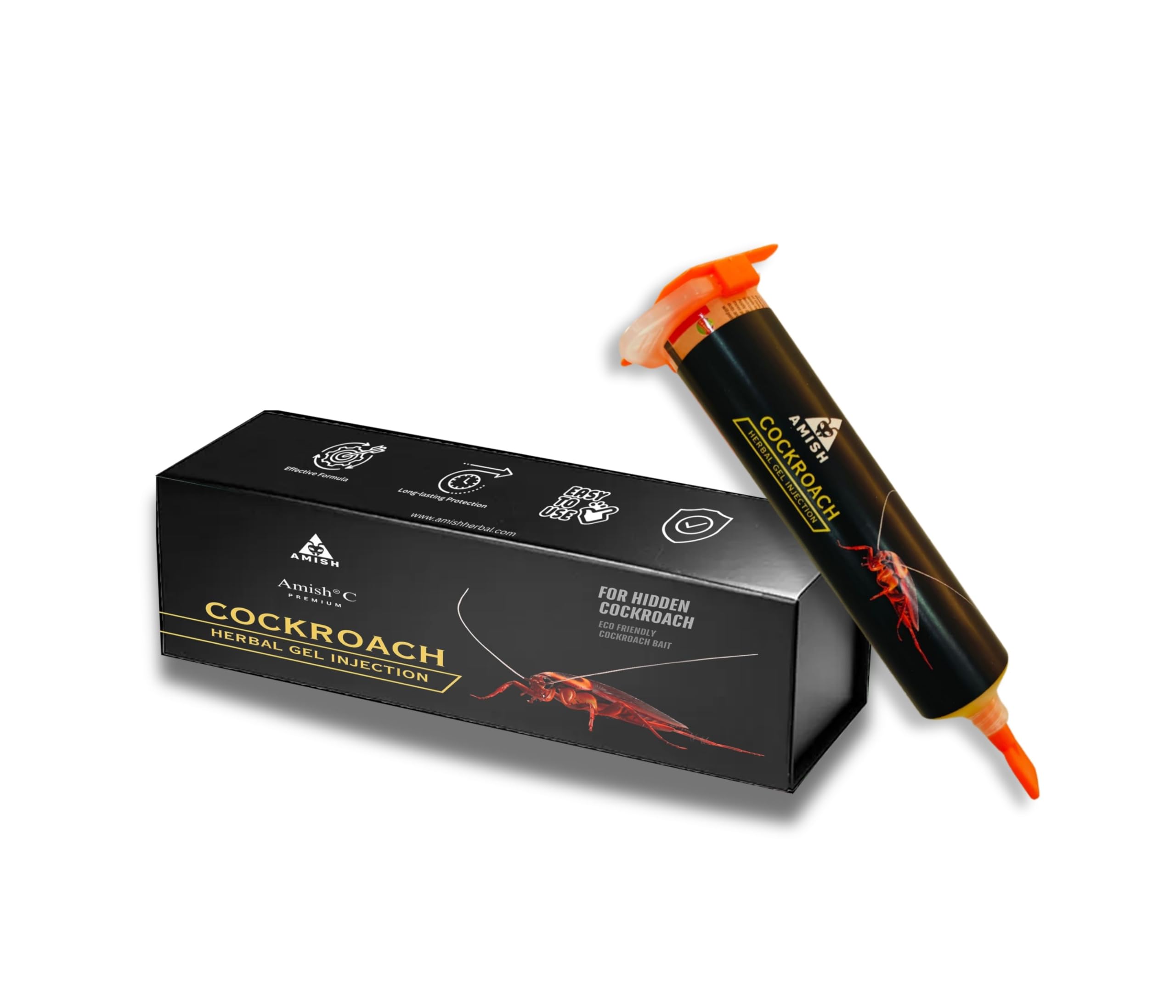 Amish C Herbal Cockroach Gel injection 30grm |10 Minutes Result Guaranty|Removes Entire Cockroach Infestation|Powerful Cockroach Repellent For Home|100% Organic Chemical Free