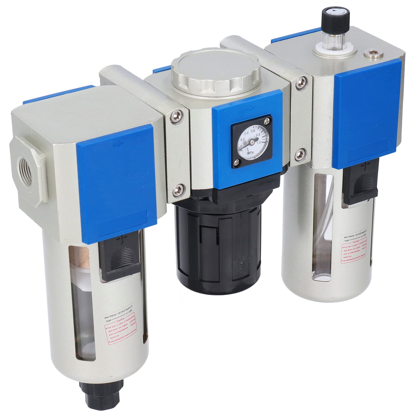 Garosa Filtro dell'Aria a 3 Stadi, Lubrificatore Regolatore di Pressione del Filtro dell'Aria in Lega di Alluminio, Filtrazione da 40 Micron o 5 Micron, Coppa 'olio da 160 CC, PT1 2 per Sistemi