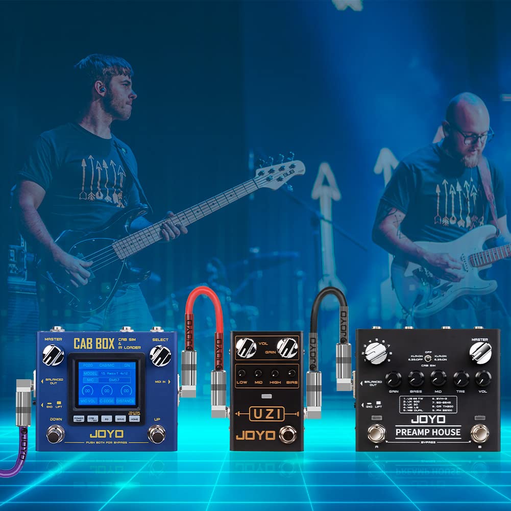 JOYO Cables de conexión para guitarra de 20CM, cables de conexión para pedal de efecto de bajo profesional, 1/4 pulgadas (CM-11, paquete de 6)