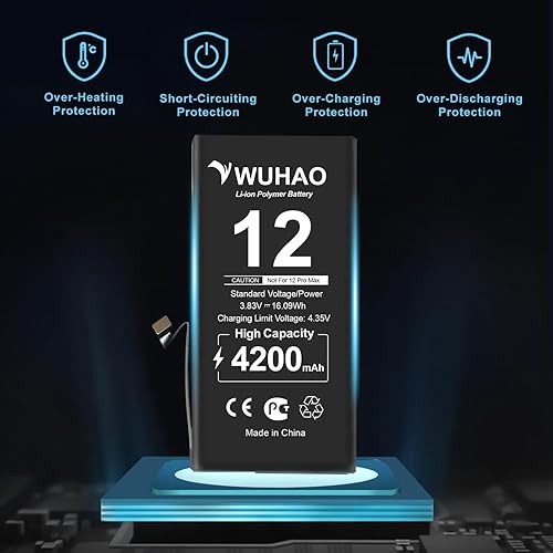 Miniatura 9 de WUHAO Batería de repuesto para iPhone 14, capacidad mejorada de 3600 mAh para 14 baterías A2882 A2649 A2881 A2884 A2883 con protector de lente de