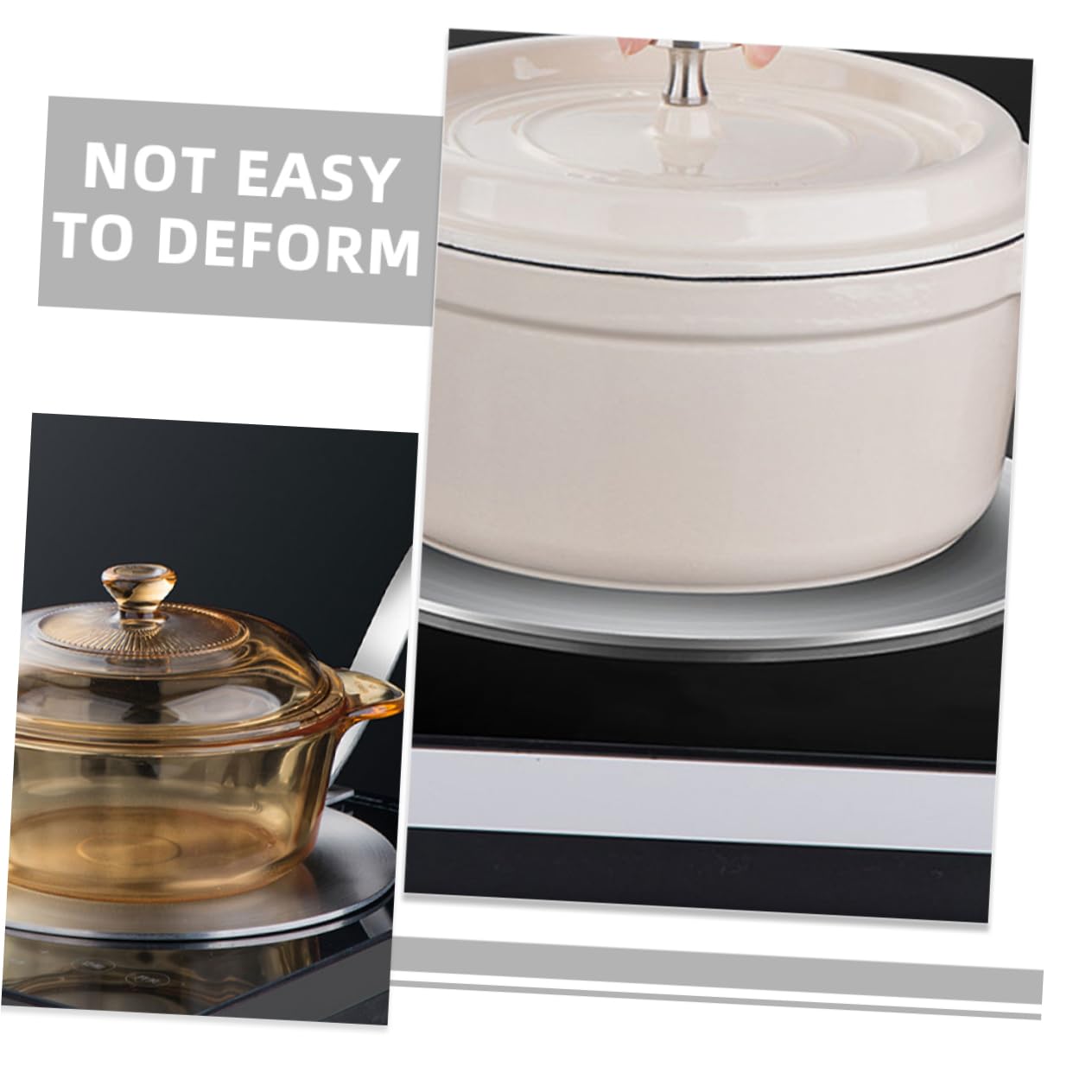 Difusor De Calor De Inoxidable para Inducción y Gas Placa Adaptadora De Cocina con Asa Desmontable Distribución Uniforme De Calor Compatible con Utensilios De Cocina