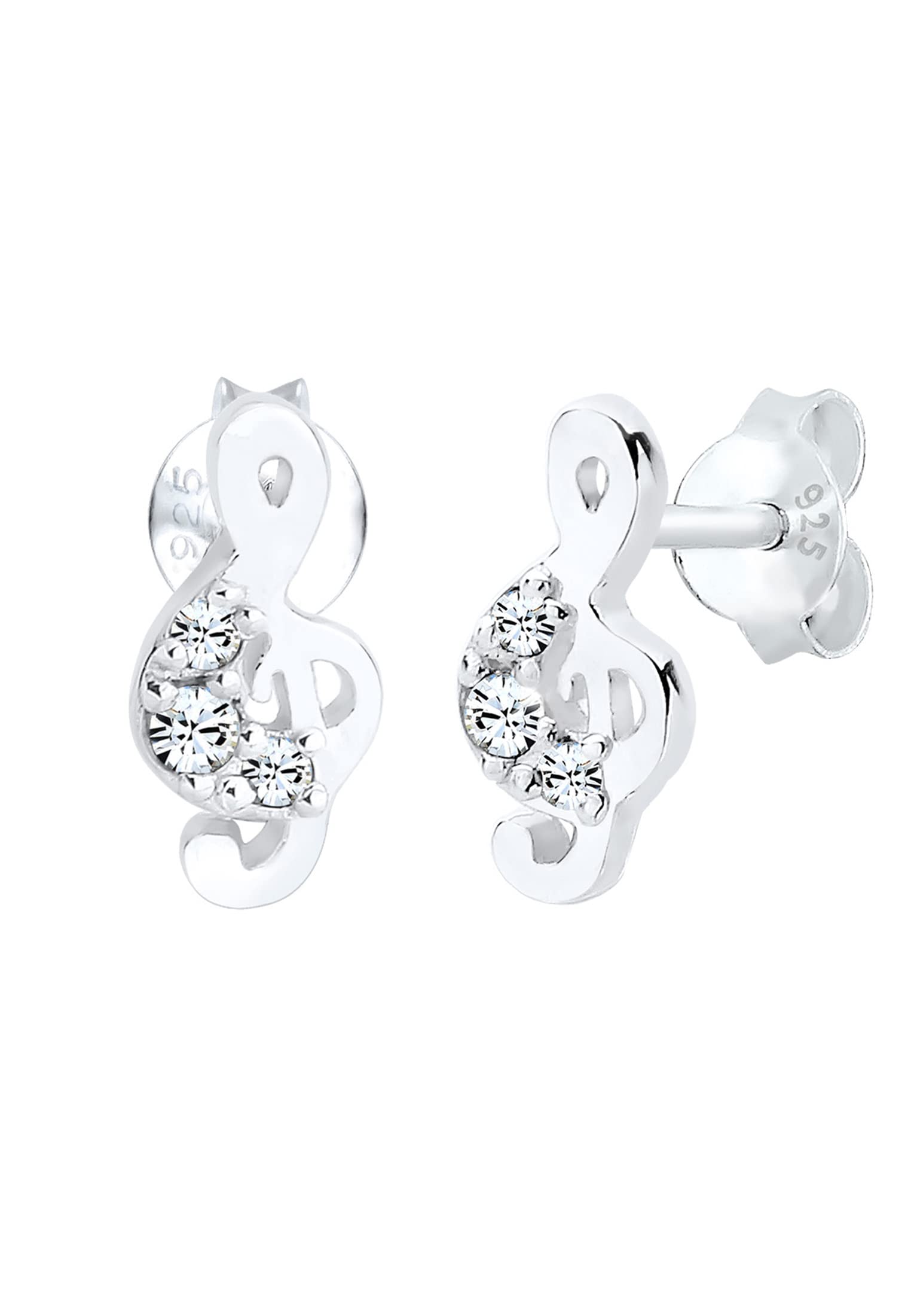 Elli Earrings Women Stud Earrings Clef Motif Classic with Crystals in 925 Sterling Silver