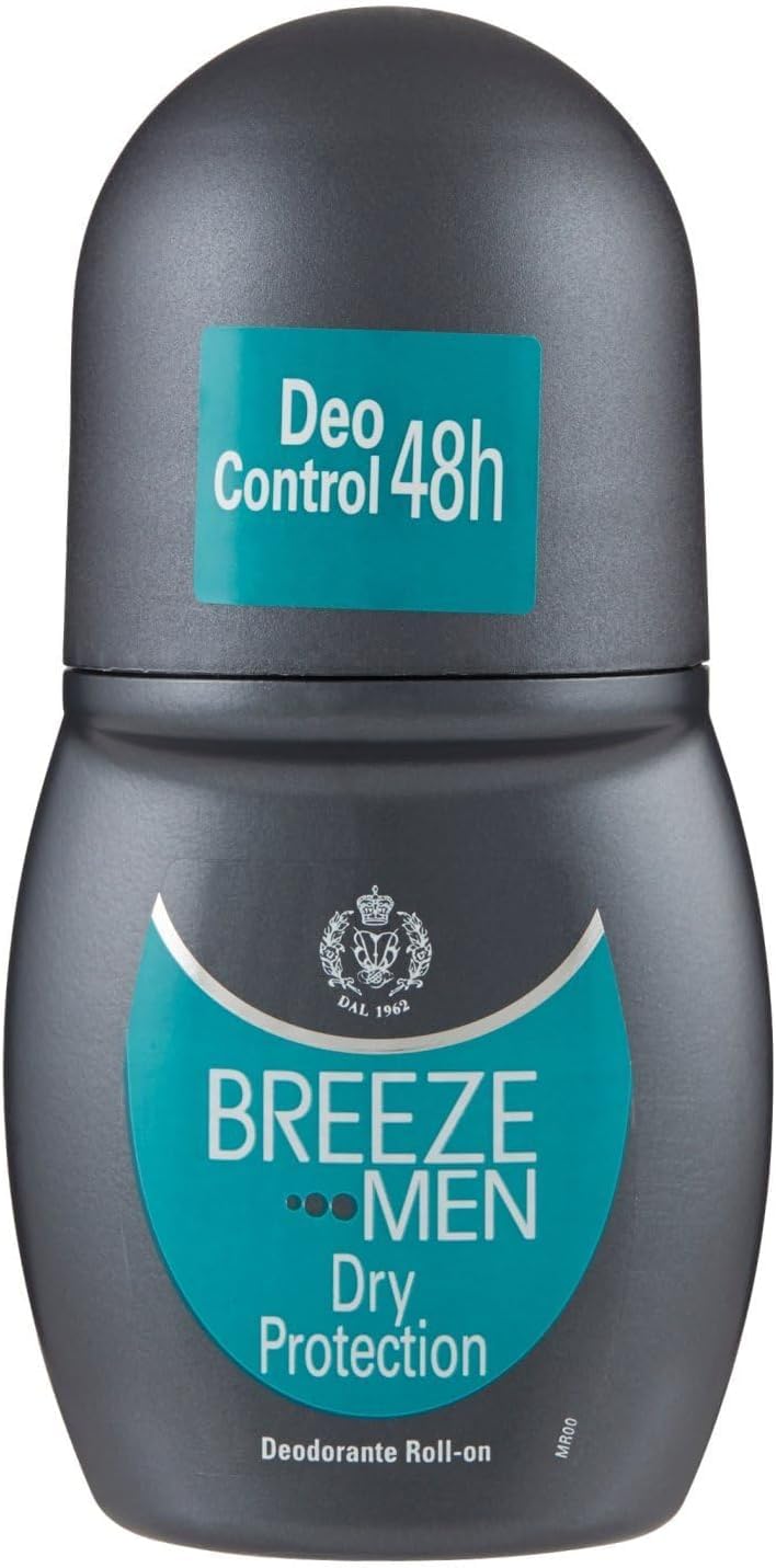 8x Breeze MEN Dry Protection Deodorante Roll-On Hilft, die Schweißbildung 48 Stunden lang wirksam zu regulieren- Deodorant 50ml + Beni Culinari Kostenloser Schlüsselanhänger