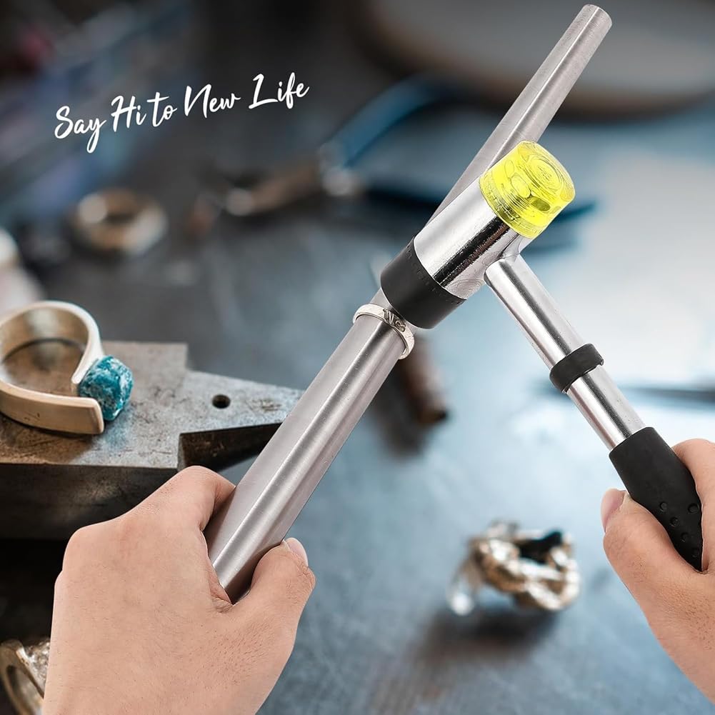 Set di Strumenti per Gioiellieri con Morsetto per, Mandrino per In Acciaio, Misuratore per, In Gomma per Creazione e La Riparazione di Gioielli DIY