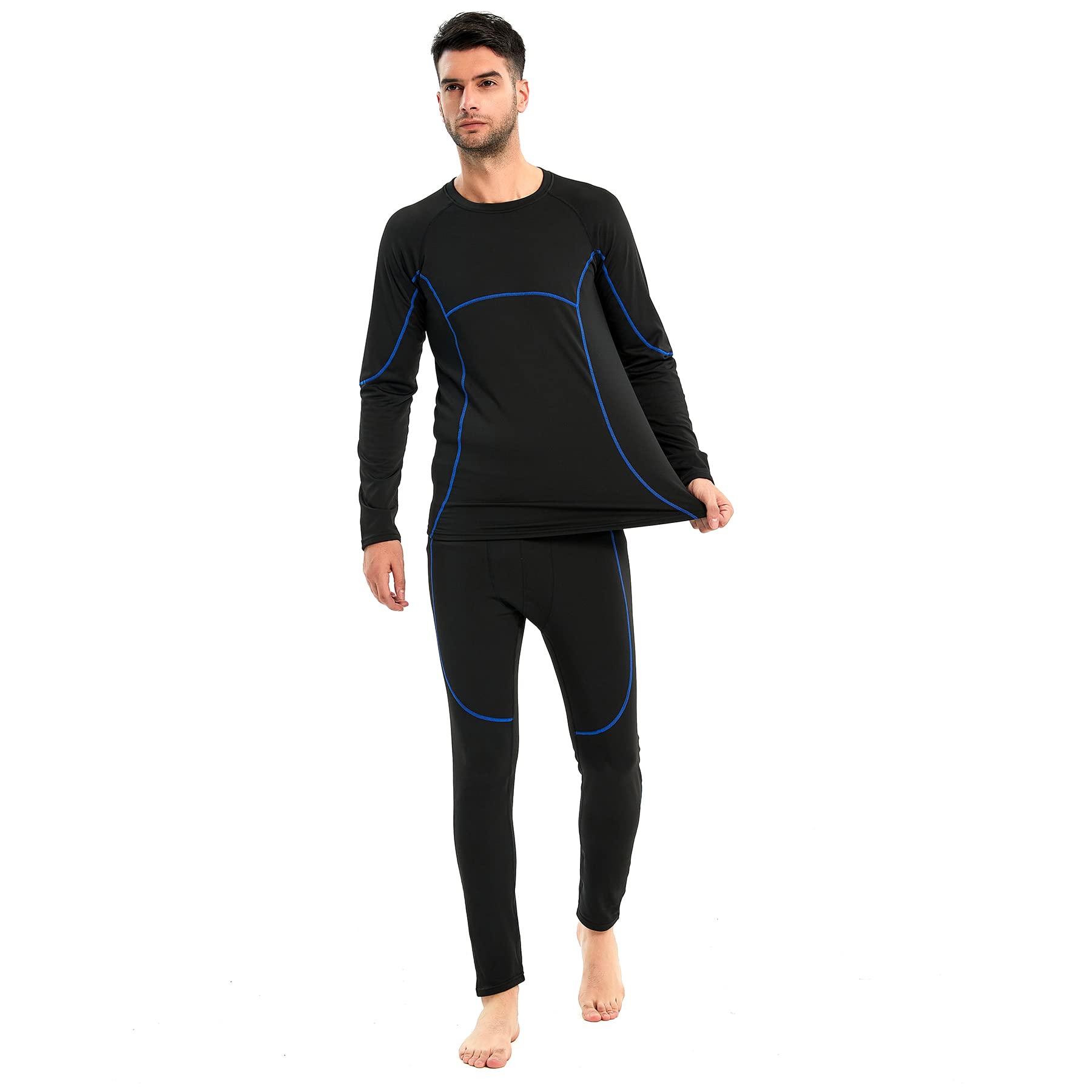 AMZSPORT Intimo Termico Uomo Set di Maglietta e Pantaloni a Compressione Asciugatura Rapida per Sci Palestra Ciclismo Calcio Corsa