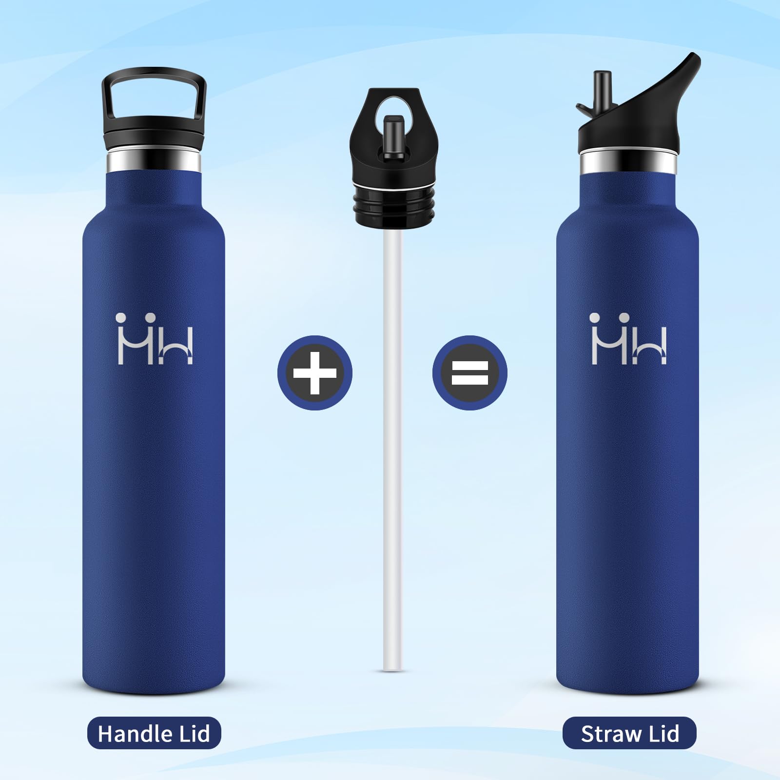 Thermosflasche 1L, Edelstahl Trinkflasche mit Strohhalm, Vakuum Thermosflasche, Einhandöffnung, Kohlensäure Geeignet… – Ansicht 4