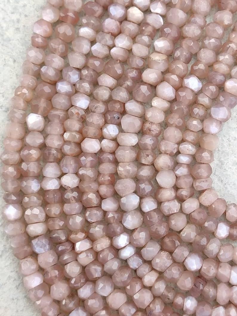 Naturalny czekoladowy kamień księżycowy okrągłe fasetowane koraliki 4-4,5 mm 33 cm długi sznurek biżuteria tworzenie kamieni szlachetnych koraliki do naszyjnika bransoletki