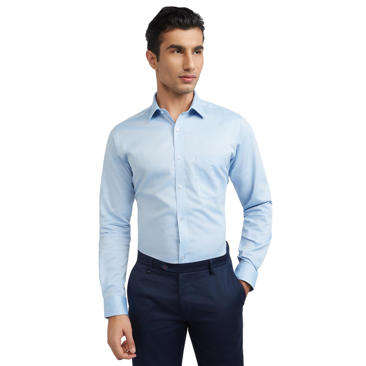 raymond Men's Slim Fit Structure Pattern Pure Cotton Semi Cut Away Collar Full Sleeve Formal Shirt-picture-21