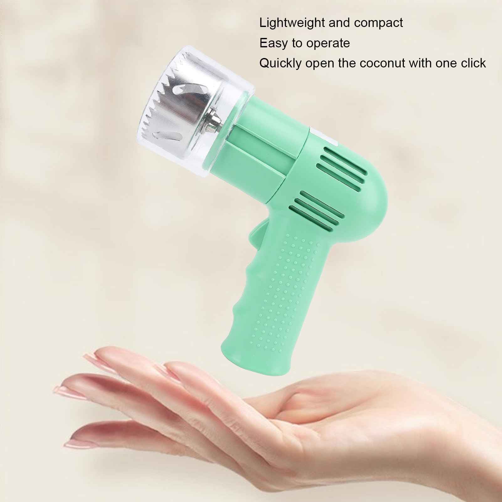 Apri-Cocco Automatico, Strumento Elettrico per Forare il Cocco con Struttura in Acciaio Inossidabile 304, Ideale per la di Casa, per Grandi e piccini. (Verde)