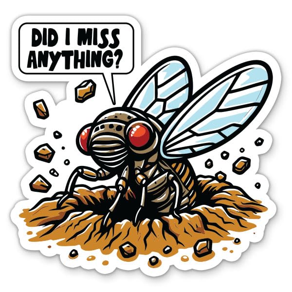 Cicada Sticker - 3" Laptop Sticker - Waterproof Vinyl for Car, Phone, Water Bottle - Funny Cicada Emergence 2024 Decal