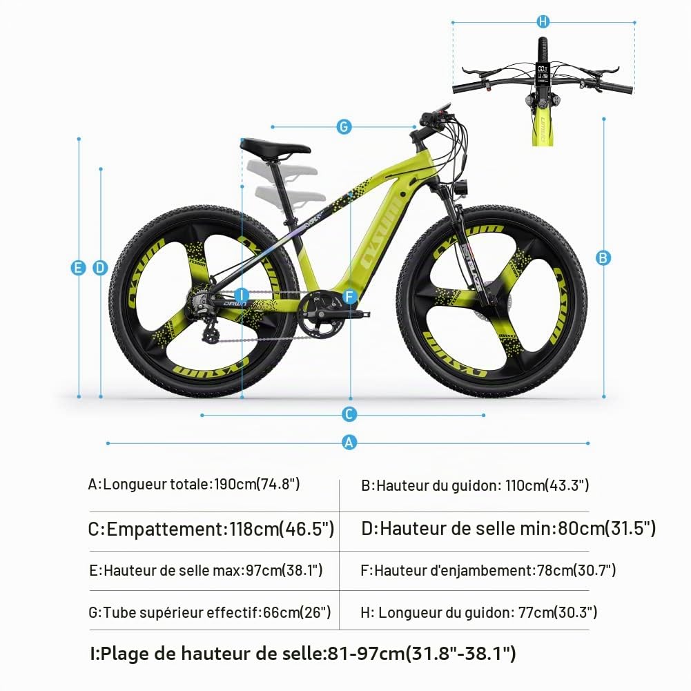 cysum Speedy Vélo électrique Adulte, 29'' VTT électrique Homme Femme, Batterie Lithium 48v 15Ah, Moteur 250W 25km/h, autonomie 100-120km, Frein à Disque hydraulique,E-Mountainbike