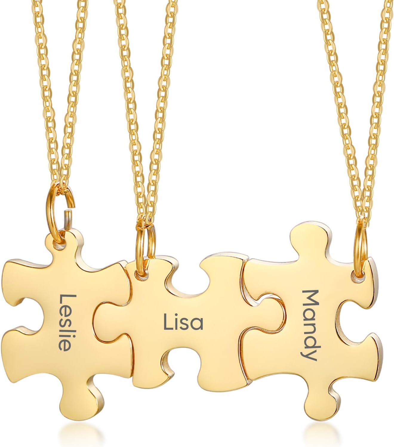Personalized Friendship Necklace for 2/3/4/5 Customized Puzzle Piece Necklace for Women Family BFF Best Friend Ship Gift
