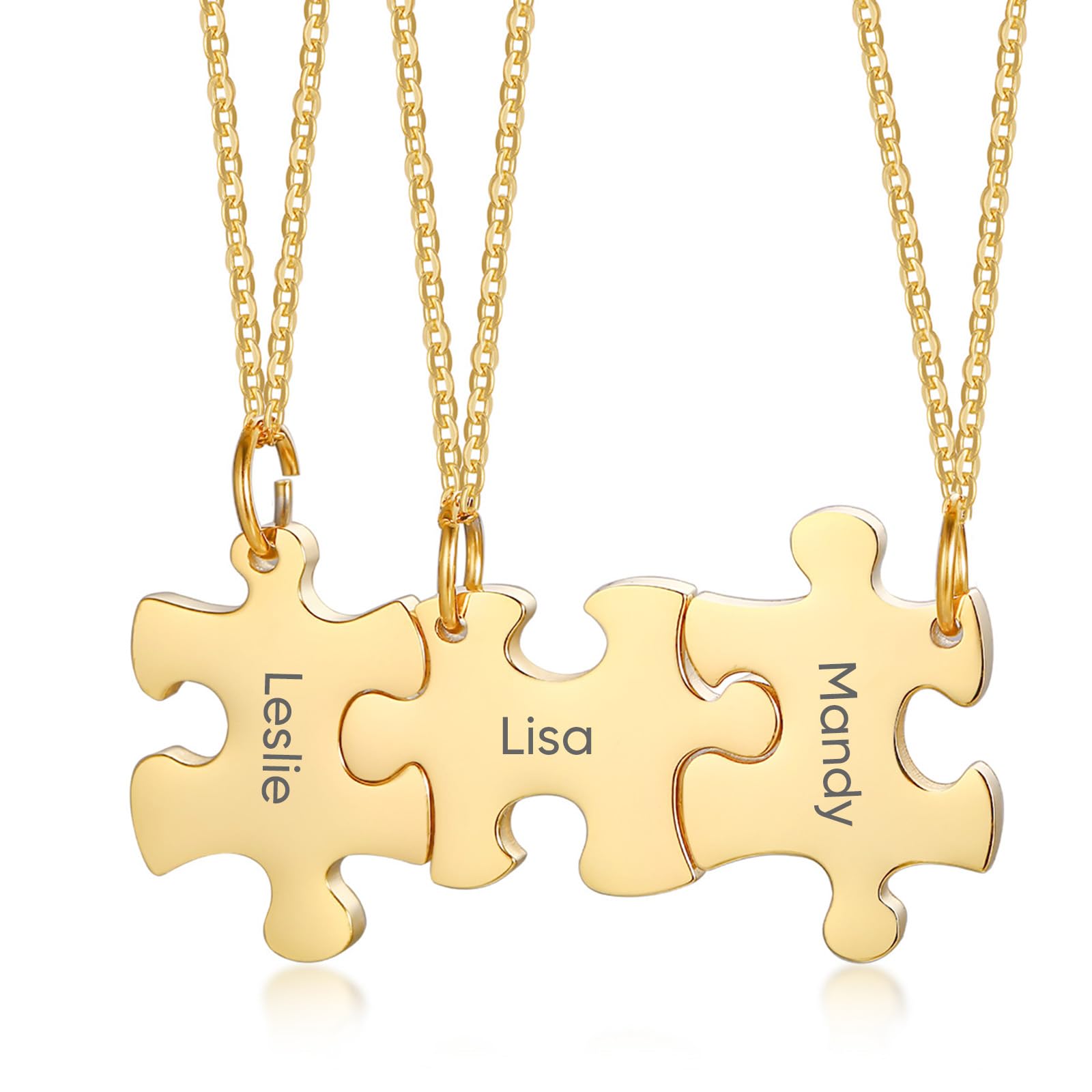 Personalized Friendship Necklace for 2/3/4/5 Customized Puzzle Piece Necklace for Women Family BFF Best Friend Ship Gift