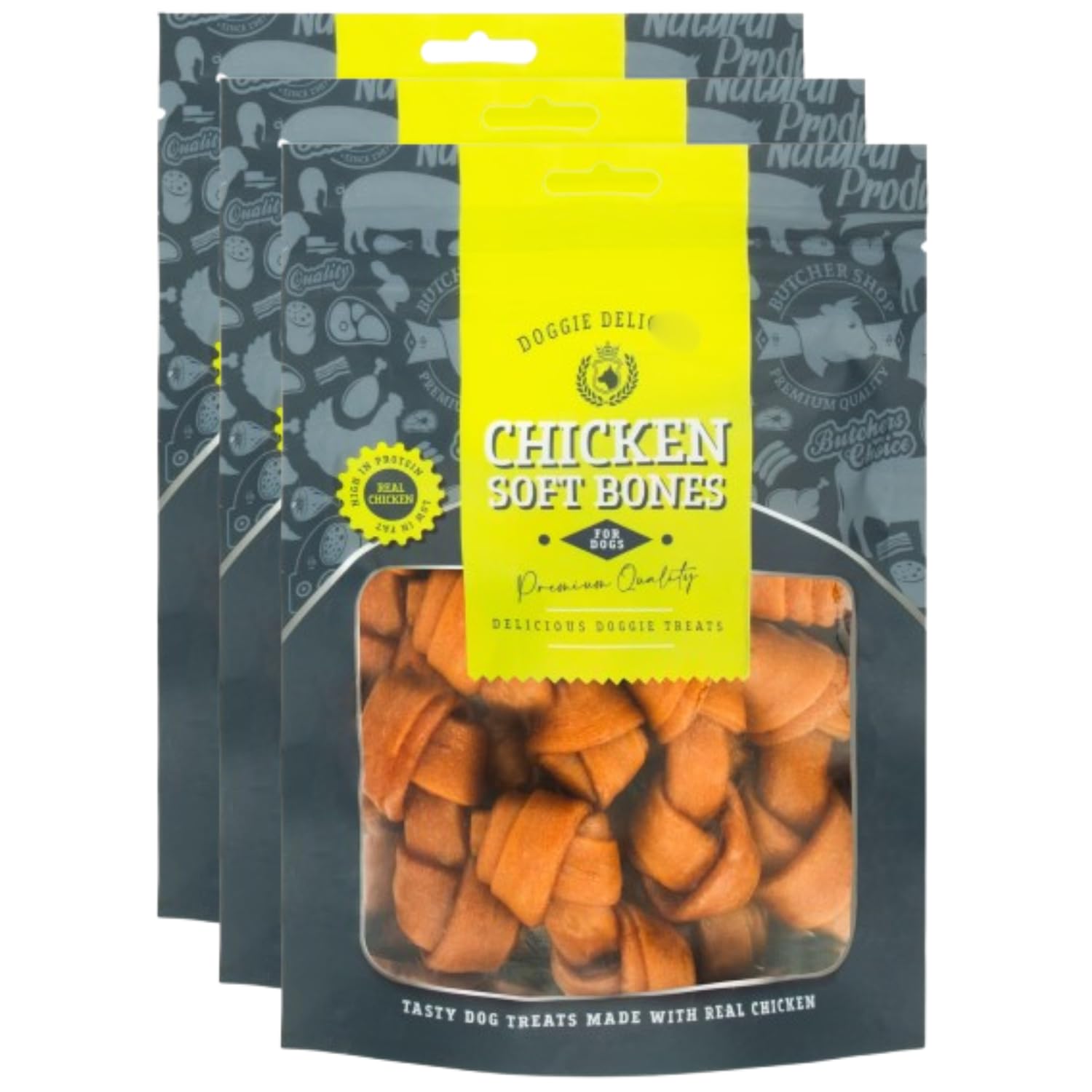 Delights Soft Bones 160g x Pack of 3 - Chicken - Let Your Dog Enjoy These Tasty Dog Treats - Made With Real Chicken - Great as a Snack