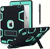 iPad 2 Case,iPad 3 Case,iPad 4 Case, AICase Kickstand Shockproof Heavy Duty Rubber High Impact Resistant Rugged Hybrid Three Layer Armor Protective Case with Stylus for iPad 2/3/4 (Black+Mint Blue)