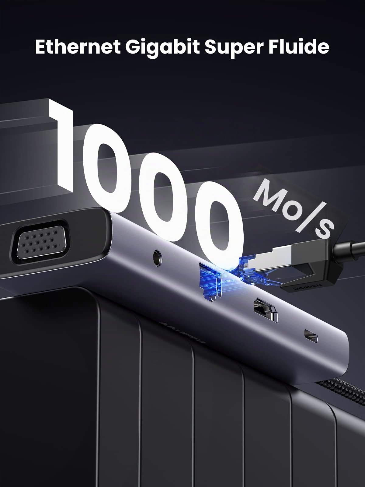UGREEN 10 en 1 Hub USB C HDMI VGA Docking Station USB C PD 100W Adaptateur USB C vers RJ45 Ethernet Lecteur de Carte SD 3,5mm Audio Compatible avec MacBook iPad Pro Air iPhone 16 Plus Pro Max 15
