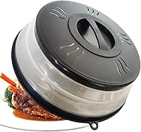 XGHJ Microwave Splatter Cover Vented Foldable - Splatter Guard, Colander Drainer for Fruits Veggies, BPA-Free Dishwasher Safe Black 11"