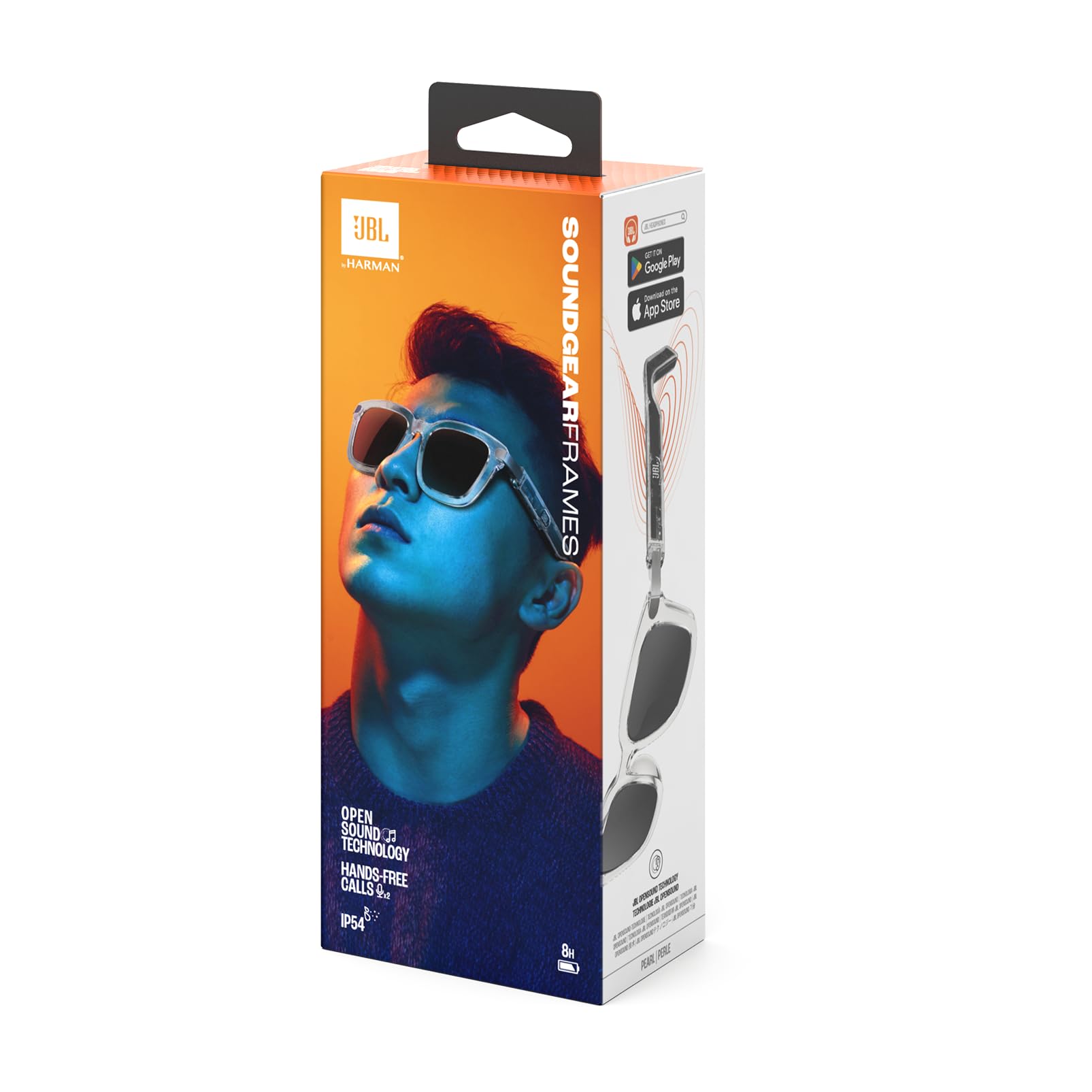 J.B.L Soundgear Frames Square Slim, Stylish Sunglasses, OpenSound technology, two mics for hands-free calls, and 8 hours of playtime(Pearl) - Original