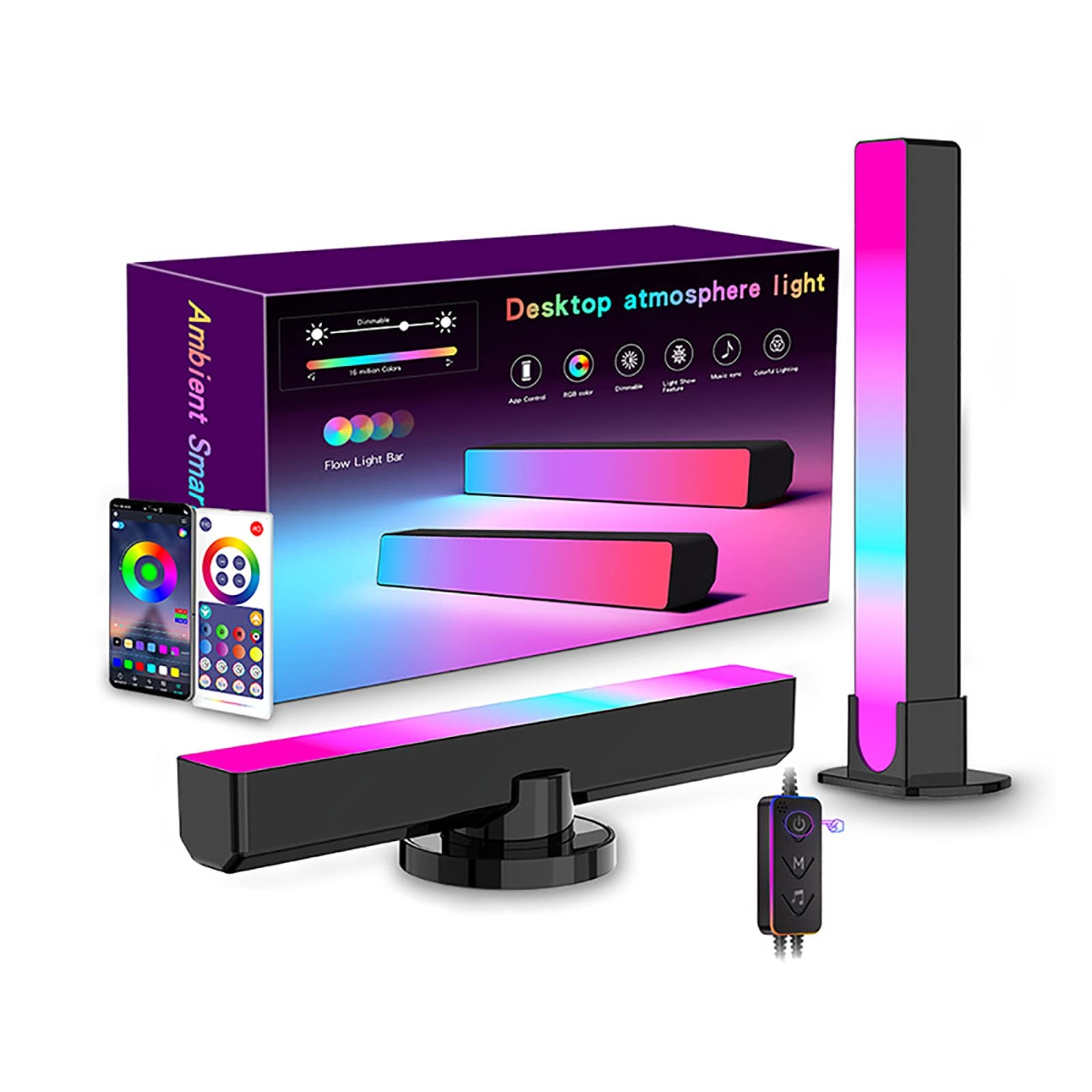 Barre Luminose for Atmosfera Smart Desktop - Illuminazione a LED Ambientale a Colori RGB, modalità Musica App/modalità Controllo vocale/modalità a Tempo/modalità Scena dinamica Multipla