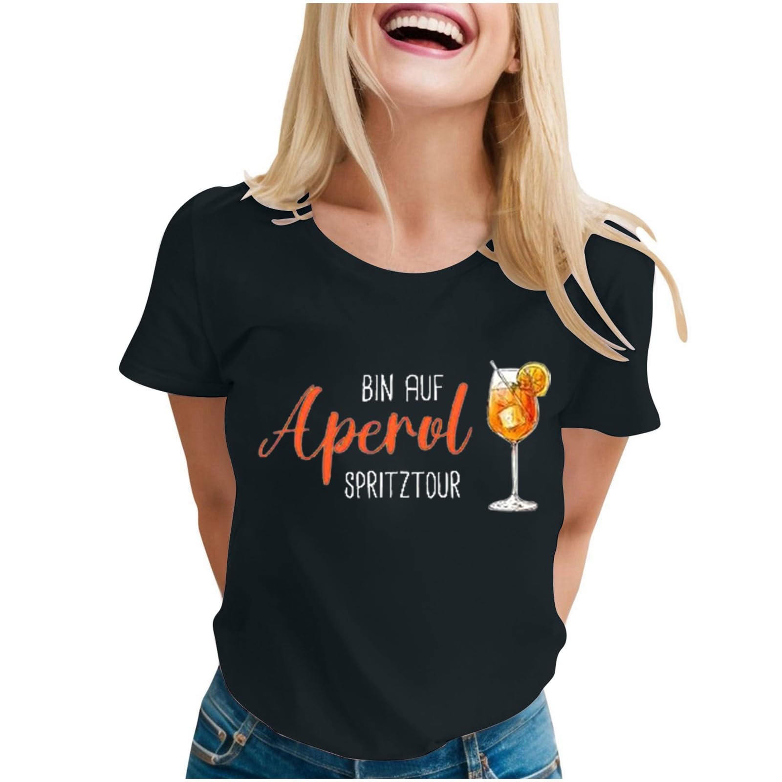 Aperol Kostüm T-Shirt Damen - Lustiges Aperölchen Shirt Kurzarm Rundhals