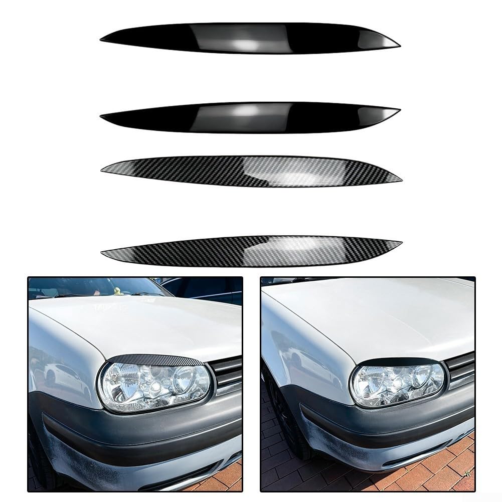 Cubierta de cejas para faros delanteros Golf MK4 GTI SDI R32 para FSI GL GLS 2 puertas y 4 puertas, plástico ABS, parte de estilo de luz delantera (aspecto de carbono)