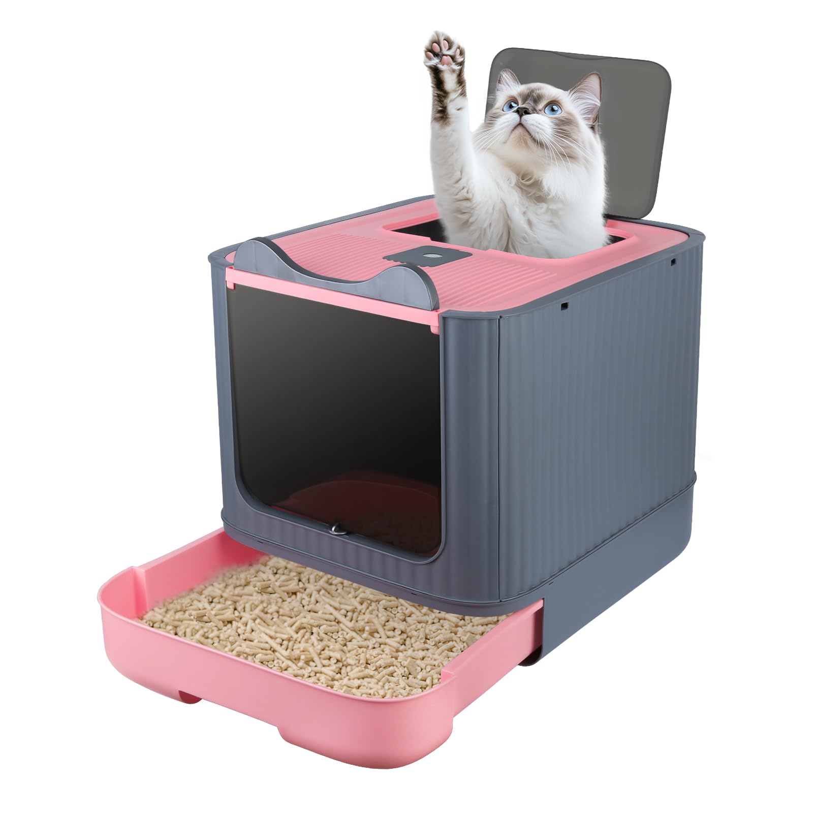 MUL-BOUTIQUE Gesloten kattenbak, kattenbak met ladeplaat en schep, voor