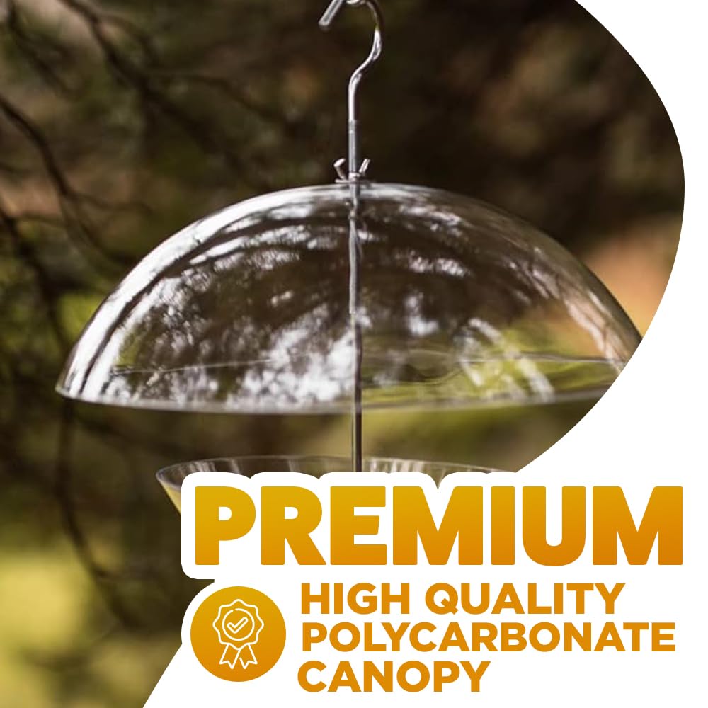 Garden Mile Clear Covered Dome Canopy Adjustable Hanging Bird Feeders Garden Bird Feeders Seed Feeder Easy Clean and Fill Removable Tray With Hanging Hook For Small Birds - Keeps Big Birds Out - Image 4