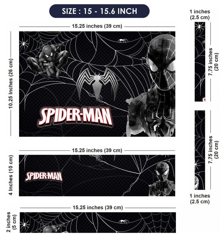 Image of Full Body Laptop Skin Upto 15.6 inch Sticker Compatible for Dell /HP /Lenovo /Acer /Asus All Laptop Size Upto 14 to 15.6 Inch with car Water Splash Mouse pad - Spiderman Black Venom Web