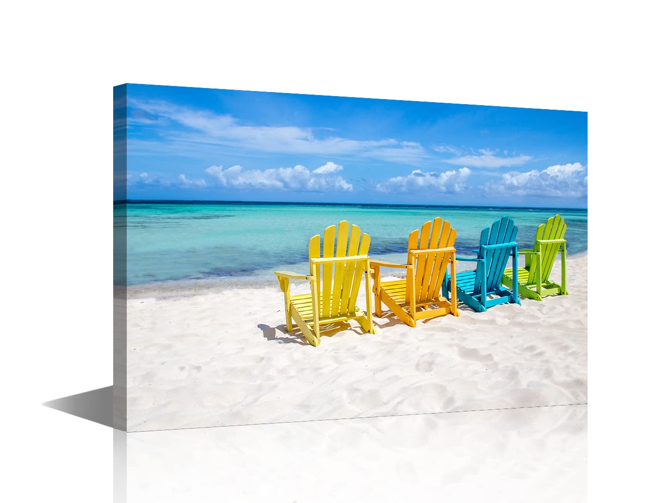 TISHIRON Wall Art Sandy Beach Sunrise Pictures Painting on Canvas Wall Art Modern Framed Seaside Canvas Prints Ready To Hang(24X16in) — view 23