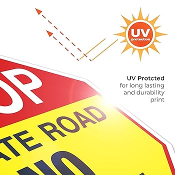 Stop Private Road No Entry Sign, 12x12 Inches, Rust Free