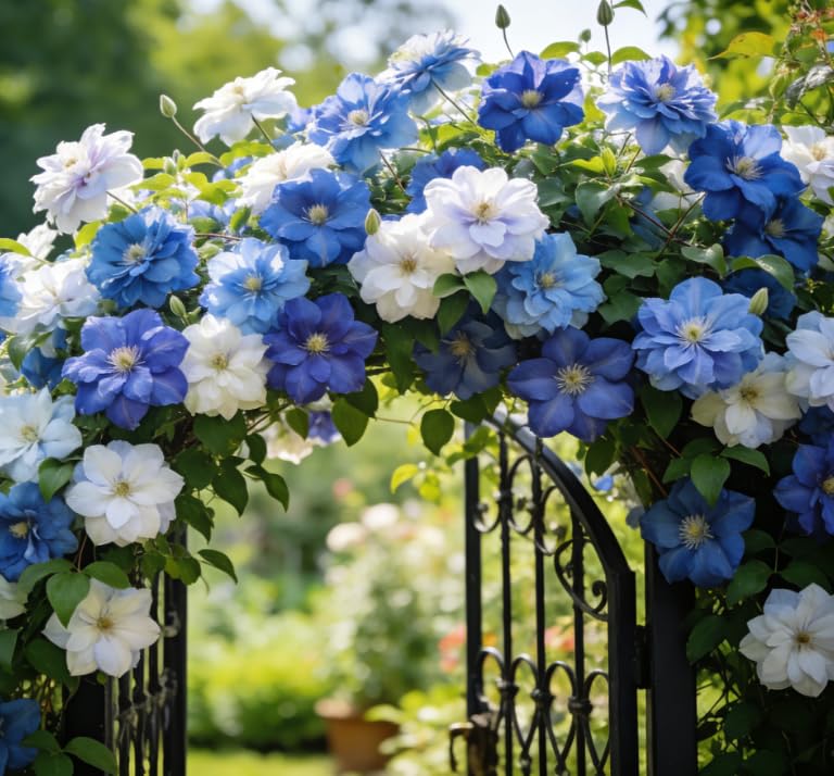 Perennial Flowering Clematis - Outdoor Climbing Plant - Climbing Clematis Plant - Garden, Fence, and Trellise Decoration/Hardy Perennial, Excellent Display-3 Rhizomes-B
