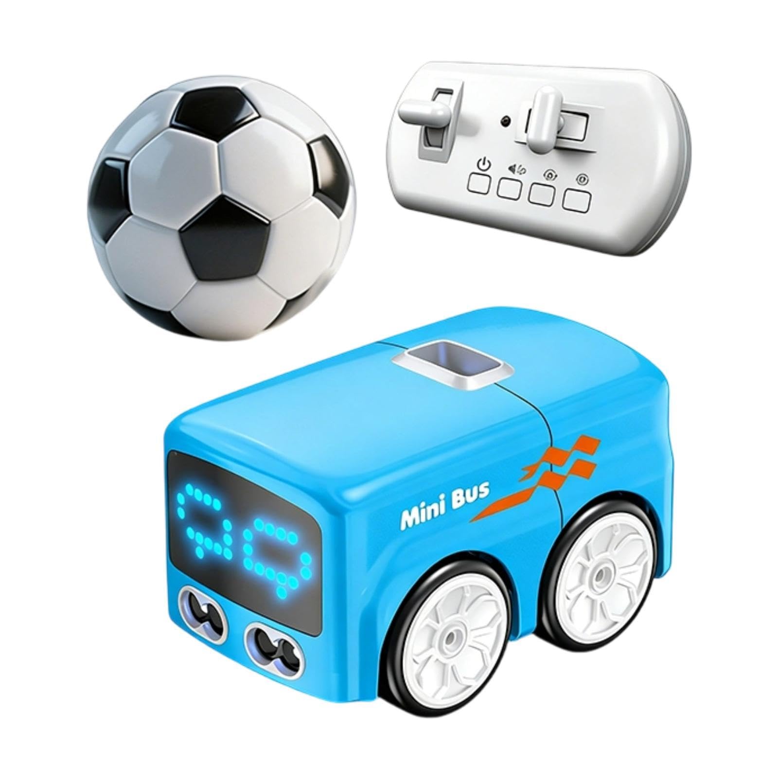 Giocattolo Mini Bus RC Induttivo Carro Giocattolo Traccia Musica Sensore Movimento Materiale Pp Ricaricabile Adatto a Bambini Ragazzi Ragazze, Blu