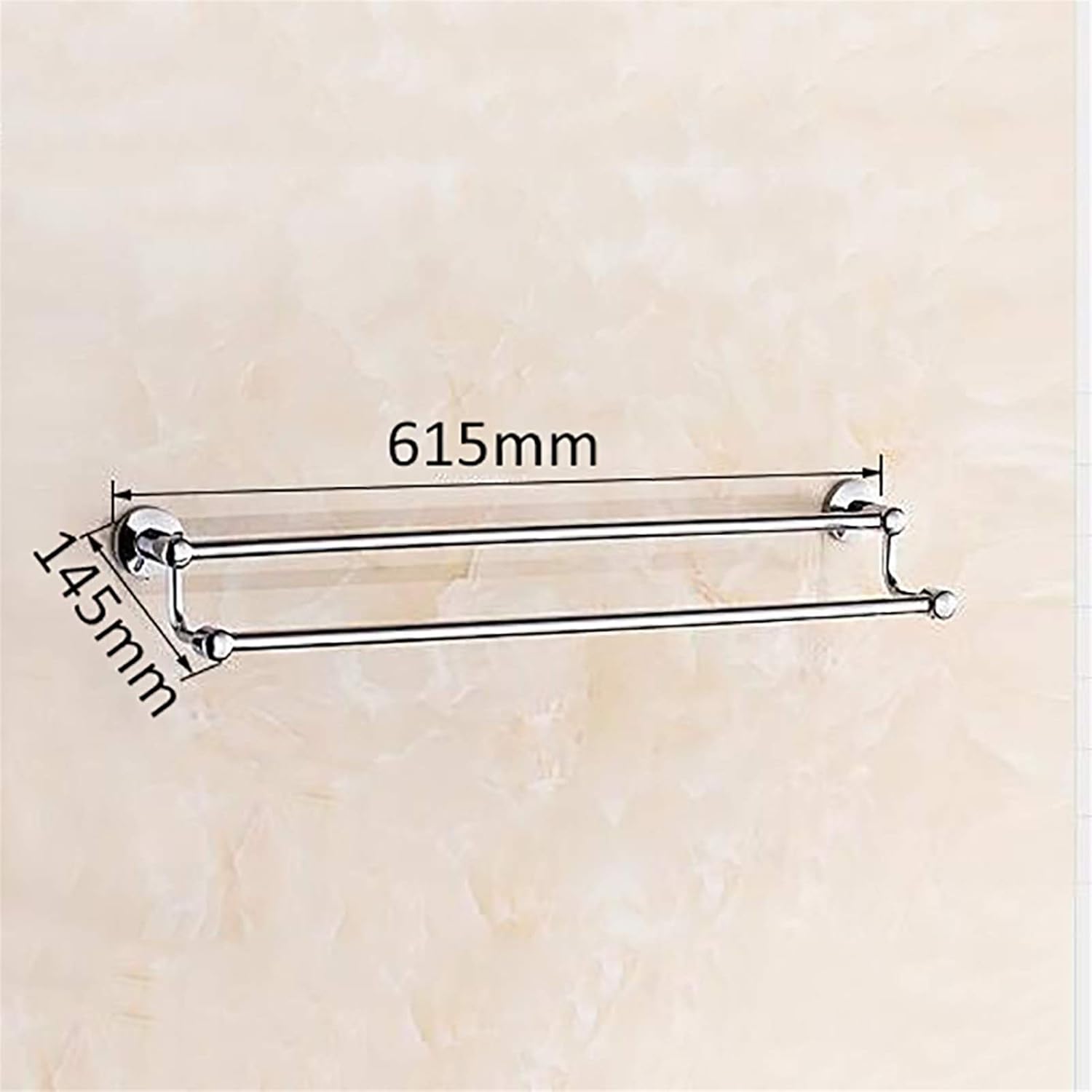 タオルバー タワーハンガー 真鍮タオルレール、ダブルバー バスルームタオルレール 61.5 cm、クローム