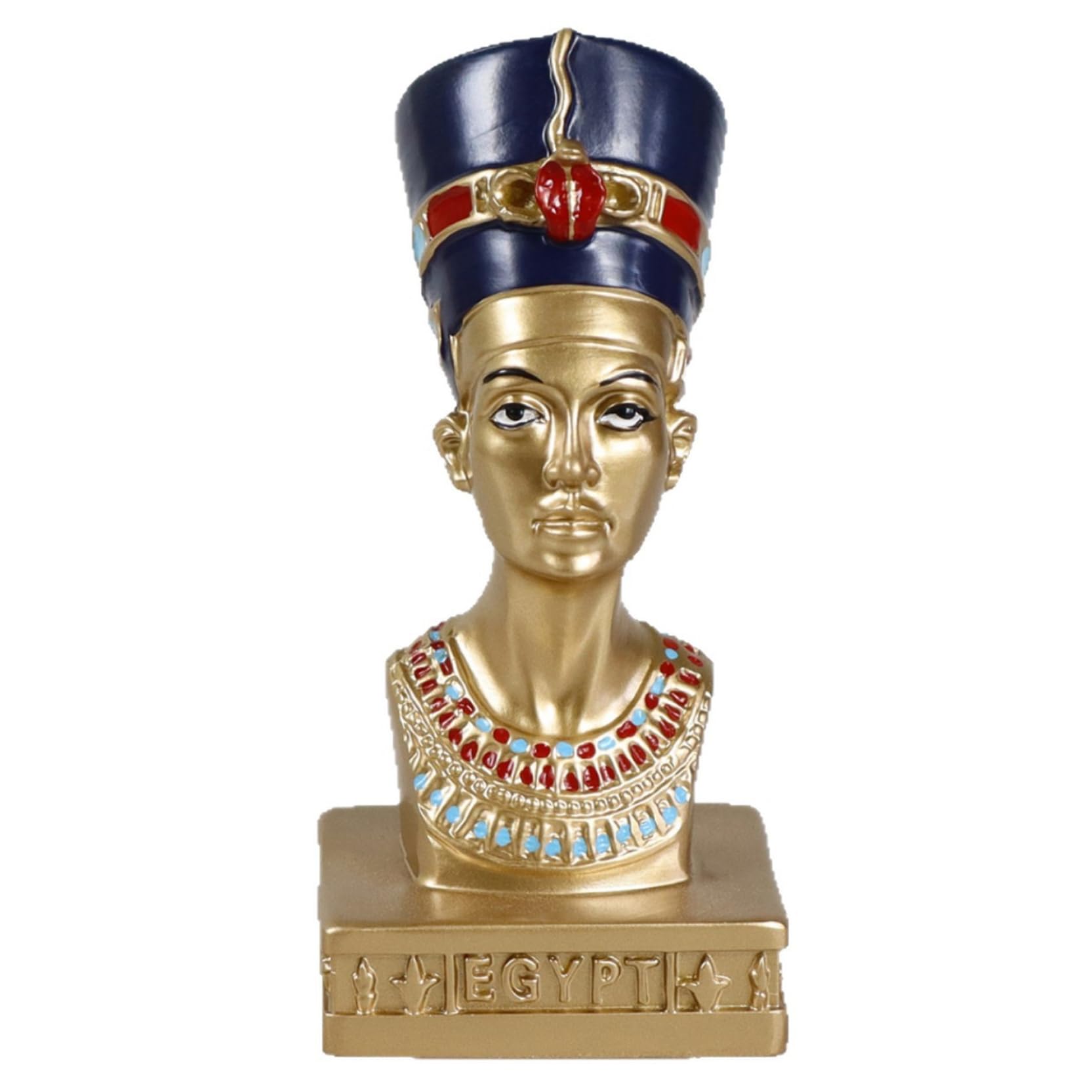 Statue égyptienne bleue et or pour sublimer votre étagère de salon