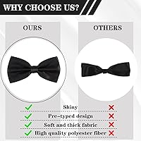 vivinin 2-Pack Adjustable Black Bow Ties for Men - Pre-Tied Classic Satin Polyester, Perfect for Weddings & Formal Events