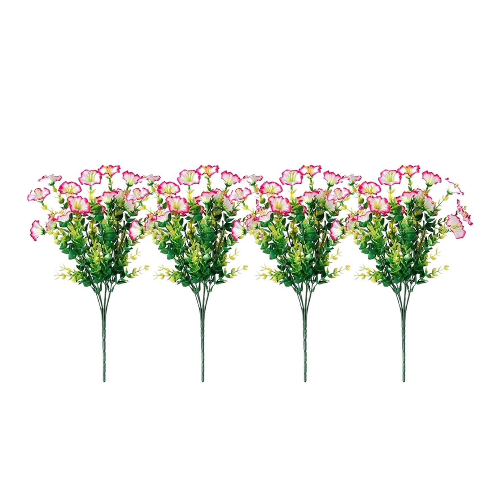 Yeobezn Artificial Buttercup Flowers 12PCS Artificial Flowers Morning Glory Flowers Outdoor Decoration Shrub Plants For Porch Farmhouse Garden Home Yard Decor(Pink)