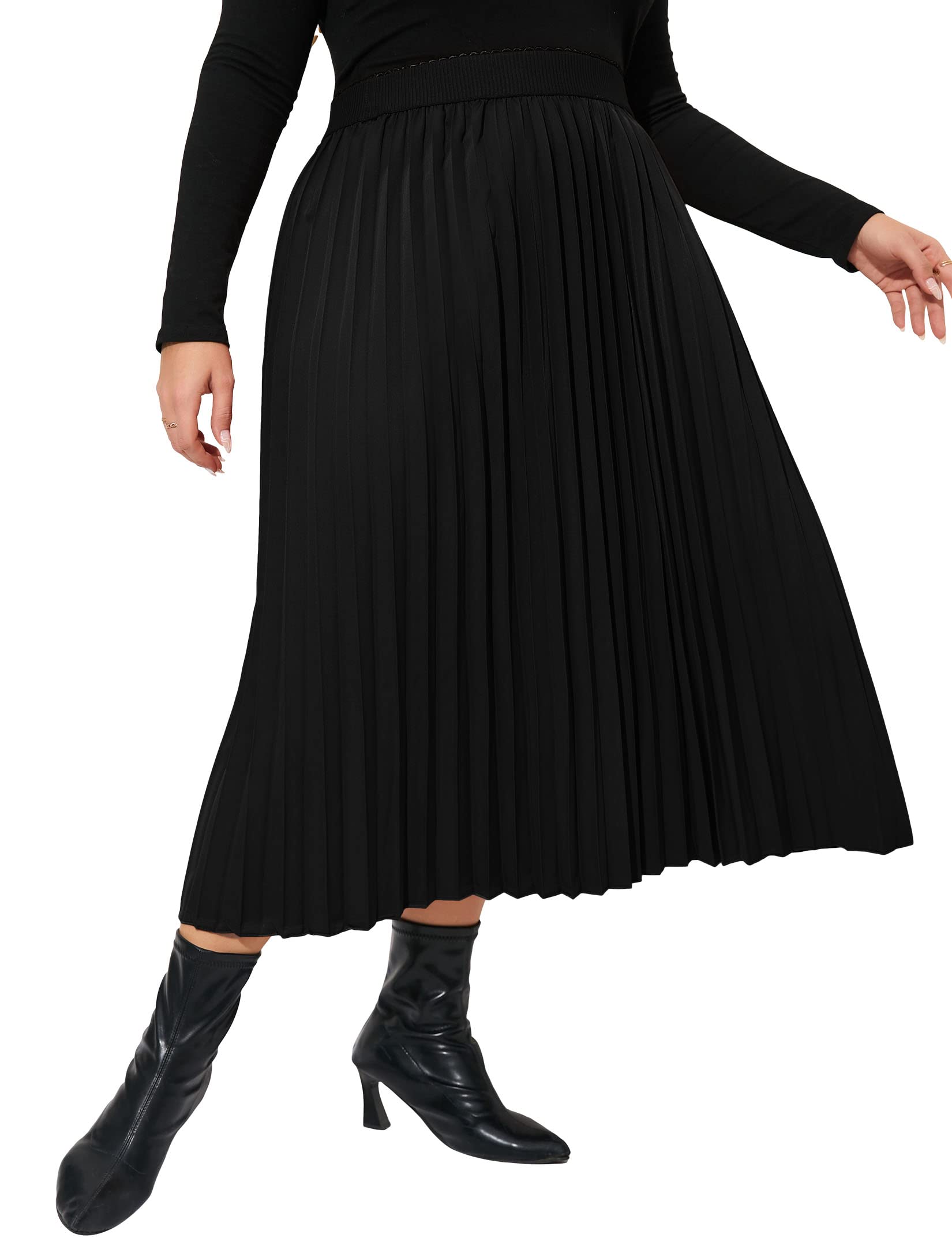 KOJOOIN Plus Size Pleated Skirt