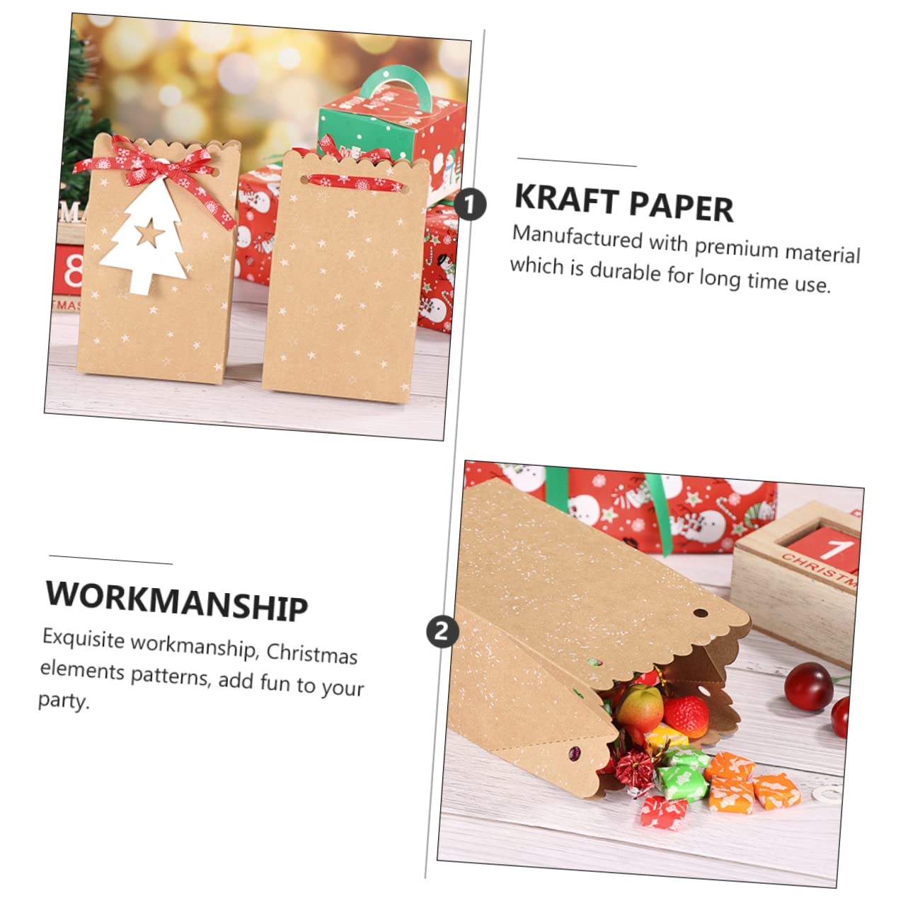 HAPINARY 24pezzi Sacchetti Per Caramelle Di Natale Materiali Di Colori Alla Moda Ecocompatibili e Motivi Natalizi Per Contenere Caramelle e Piccoli Regali