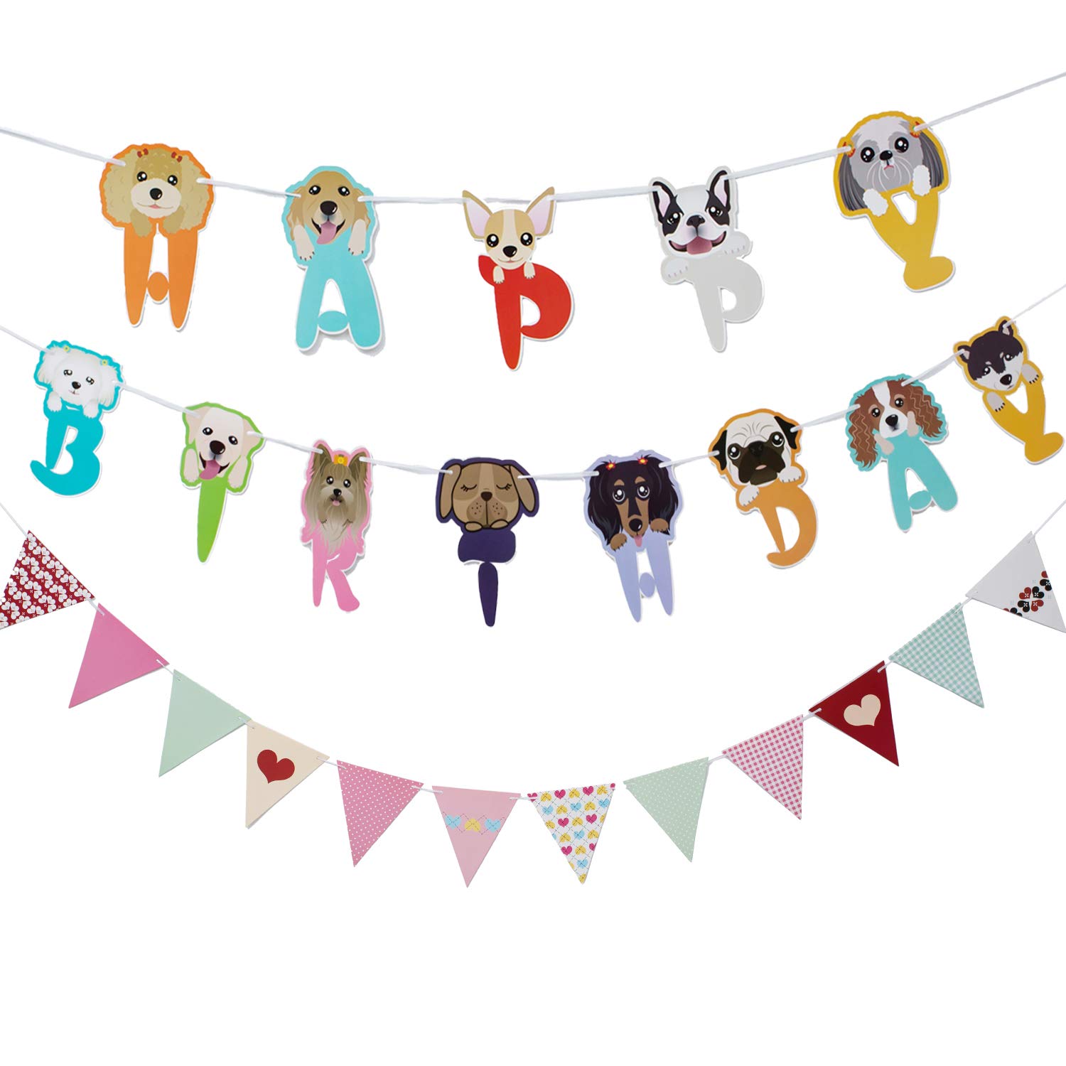 AILIMY Dog Birthday Banner Dog Theme Party Bunting Decoration Party Supplies (25 Pcs）
