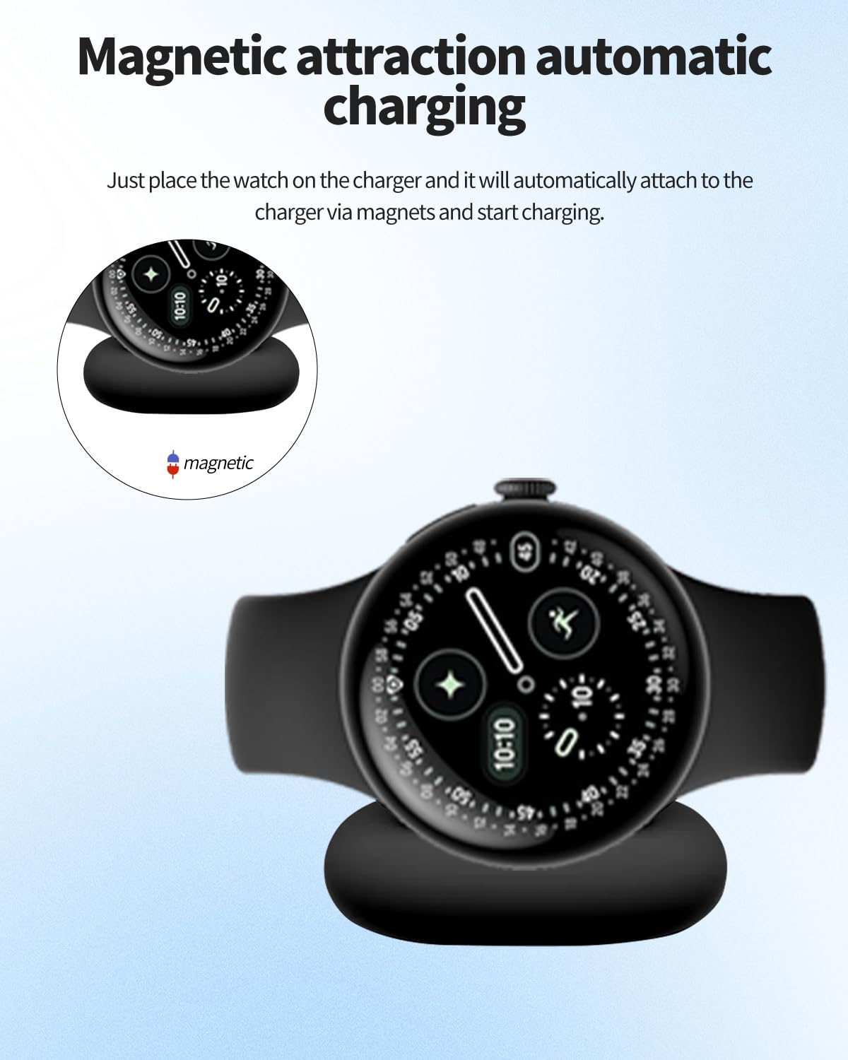 Confezione da 2 cavi di ricarica per Google Pixel Watch 4 41 mm/45 mm, cavo di ricarica rapida magnetico di tipo C, caricabatterie magnetico portatile compatibile con Google Pixel Watch 4