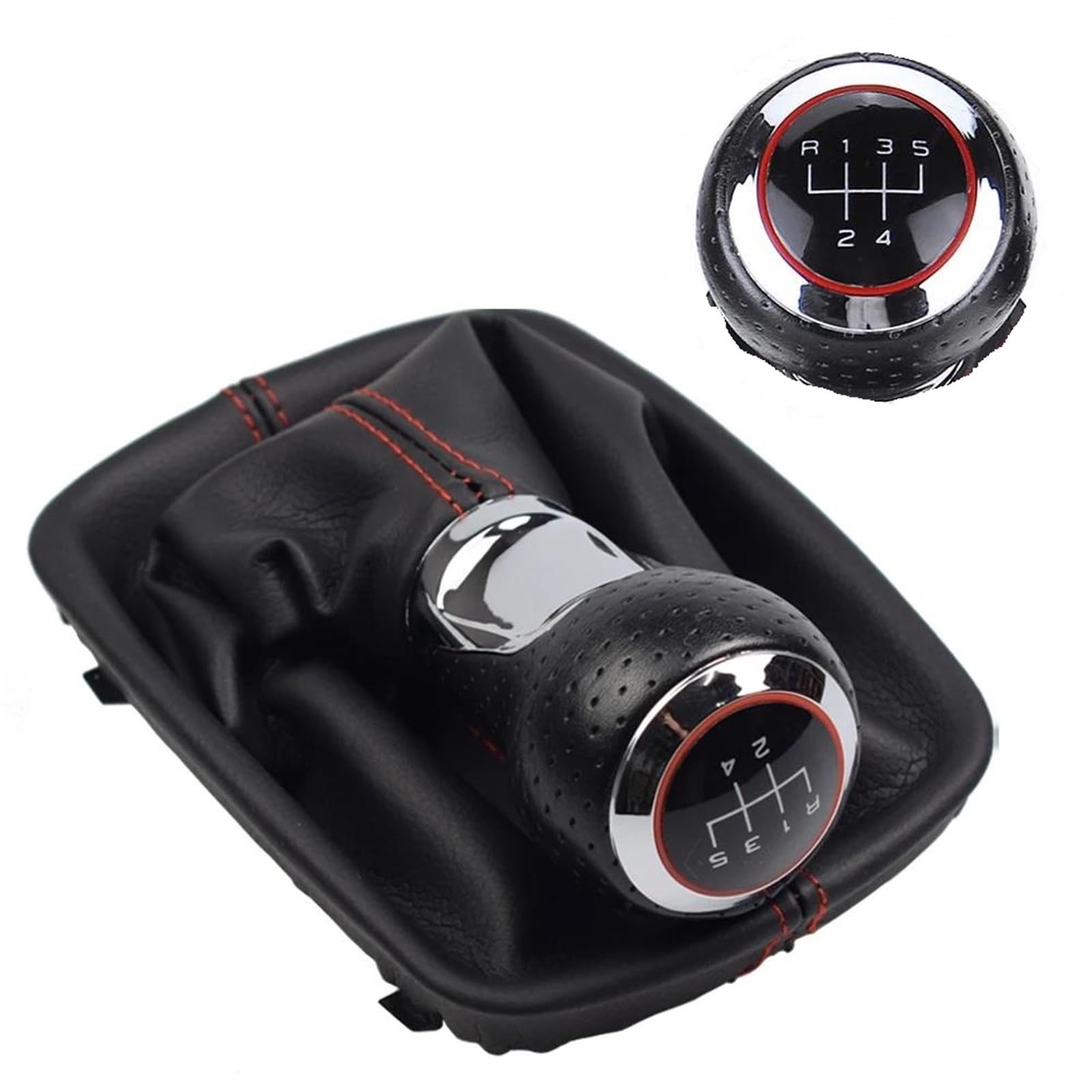 FSOZDBBPL Automotive Parts for A4 A6 C5 4B A8 D2 4D 5 6 Speed Car Leather Boot Gear Shift Knob Shifter Head Lever Cover Accessories(R5 Speed)