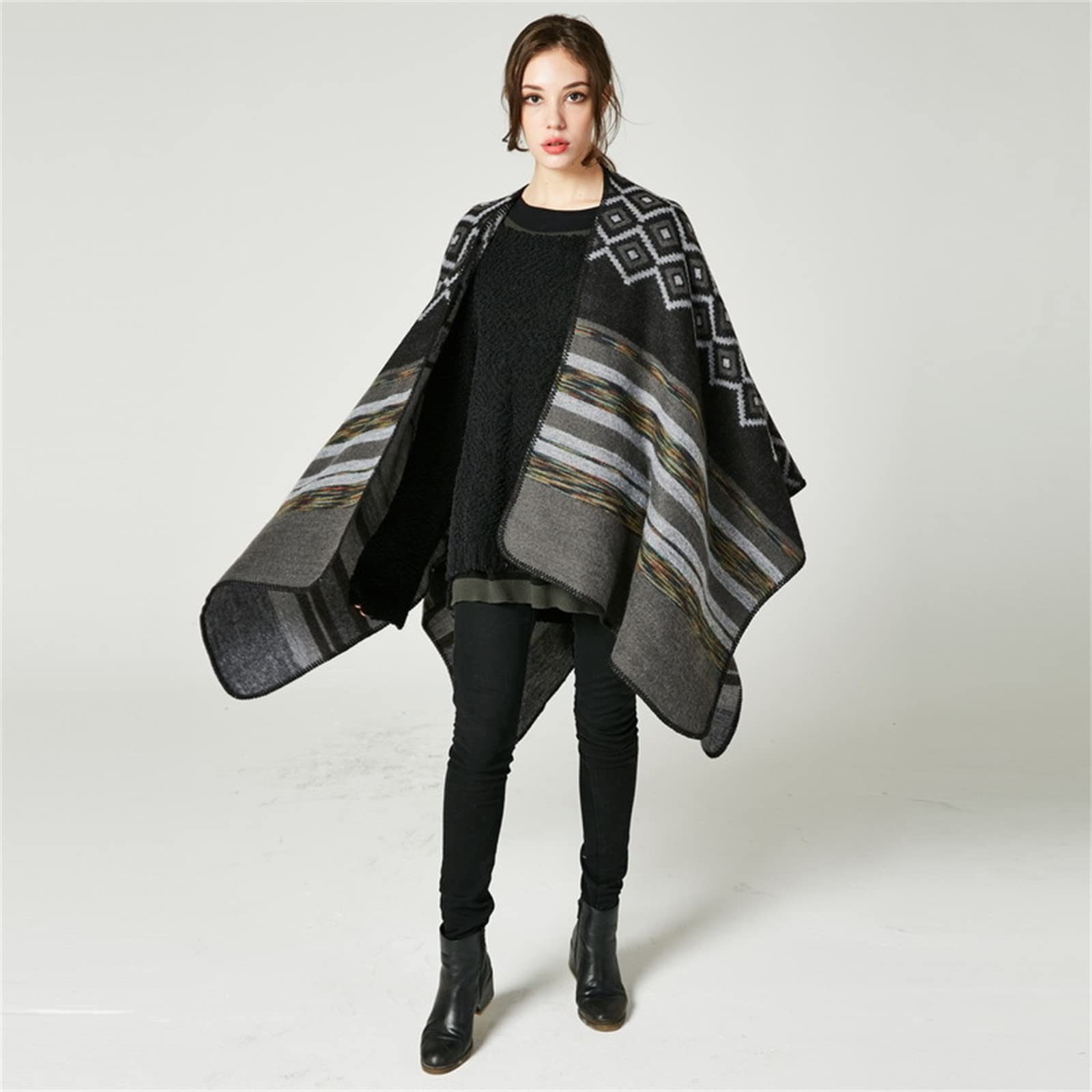 Scialle da Donna Poncho Double Face da Donna, Sciarpa Invernale Oversize per Le Donne