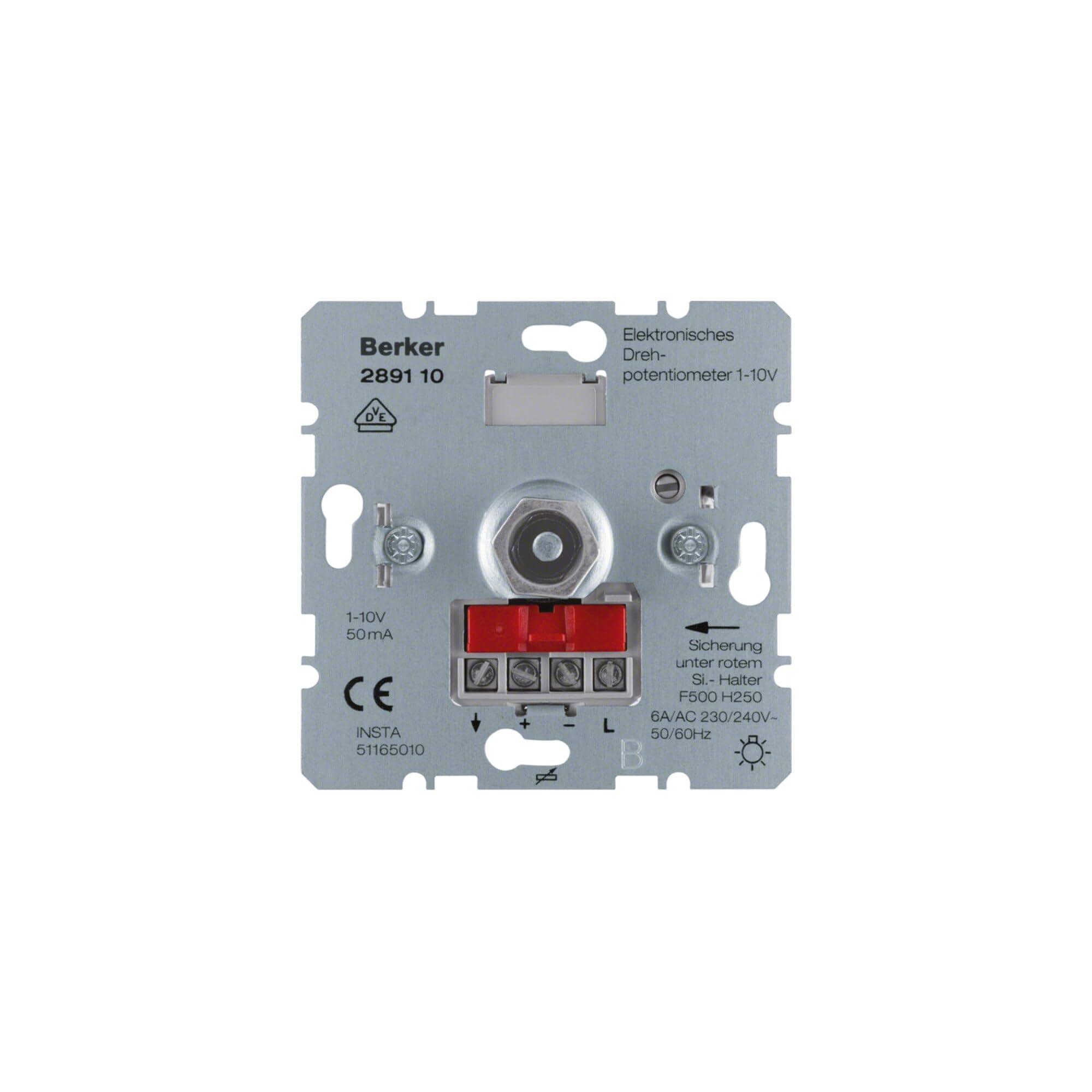Berker Potentiometer 289110 – Elektronisches Drehpotentiometer 1-10 V, Schalter + Taster, Unterputz