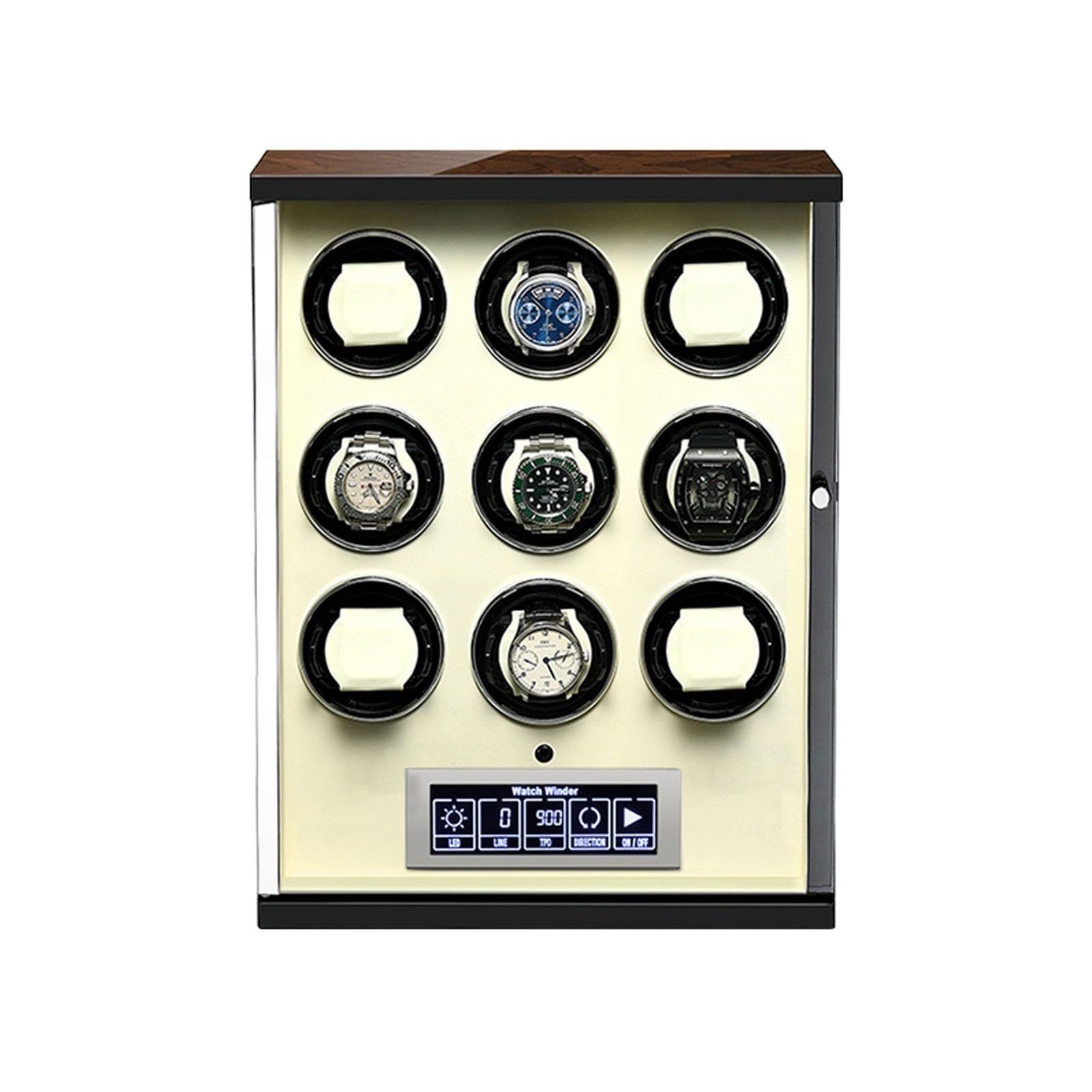 MYUYEE Watch Winders For Automatic Watches With Lcd Touch Screen Display Automatic Watch Box Case With Remote Control For 9 Watches Ultra-Silence