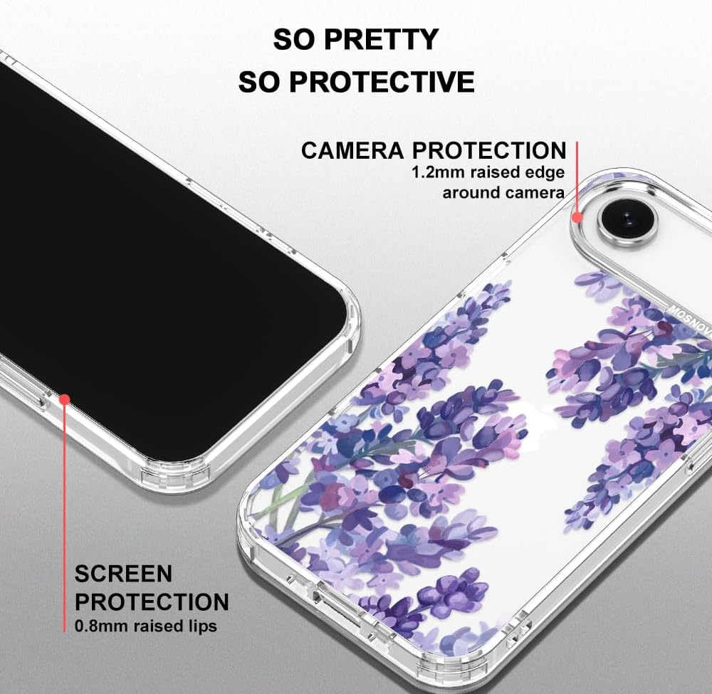 MOSNOVO for iPhone Air Case | Military Grade 6.6ft Drop Tested | Camera Control | Clear with Lavender Design - Image 4