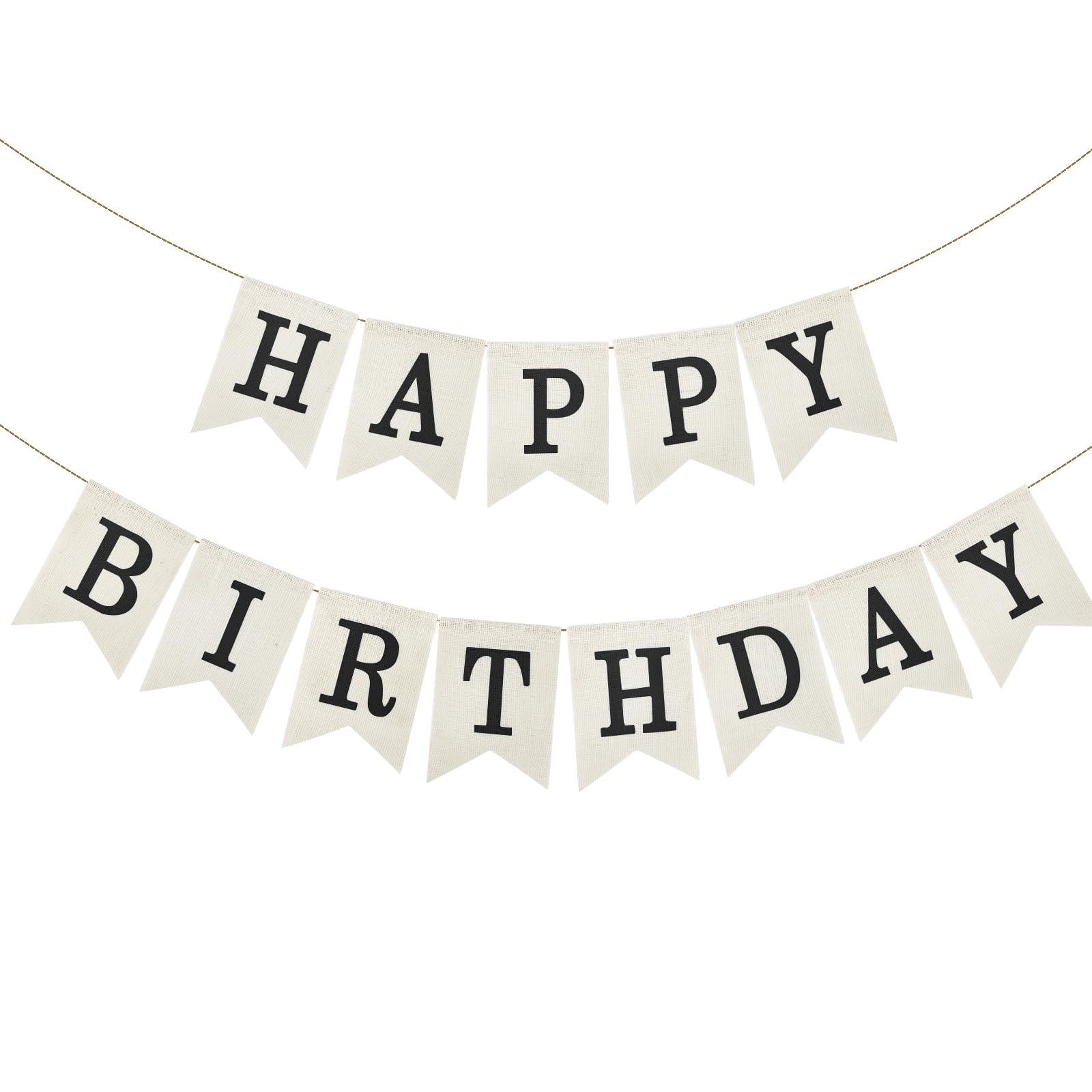 Photo 1 of Babenest Burlap Happy Birthday Banner - NO DIY Black Fabric Happy Birthday Sign Reusable Bunting Flag for Women Men Girl Boy Rustic Party Baby Shower Celebration Backdrops Decoration Supply