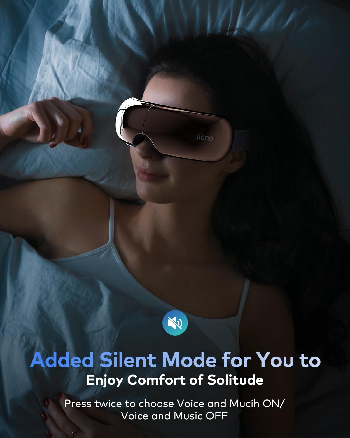llano Masajeador de Ojos con Calor, Masaje Vibratorio, Bluetooth Integrado, 4 modos, Pantalla Translúcida, Diseño Ergonómico en 3D y Plegable (Glossy Brown)