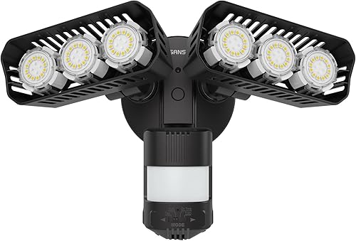 SANSI Luz LED con sensor de movimiento de 38 W, 5000 lúmenes, luz de seguridad de vida útil de 50,000 horas, equivalente a 300 W, 5000 K, luz de
